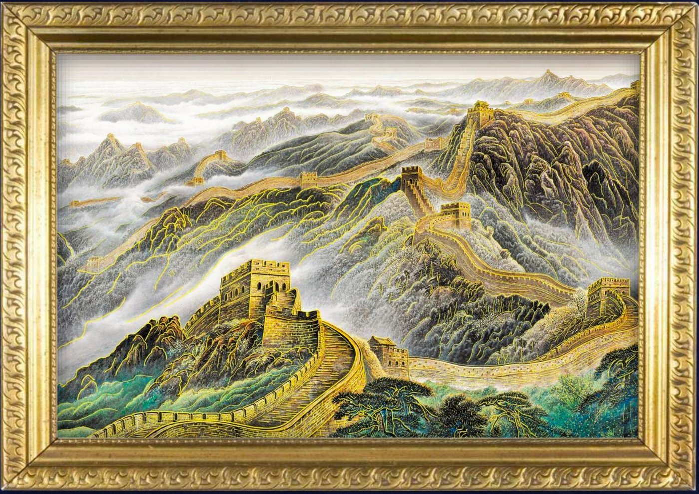 Au.999 gold foil painting, Great Wall